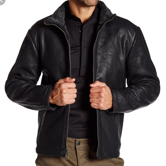 cole haan leather bomber jacket